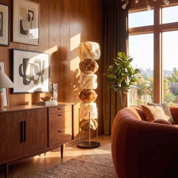 Cairn Stacked Resin Totem Floor Lamp Glowryte