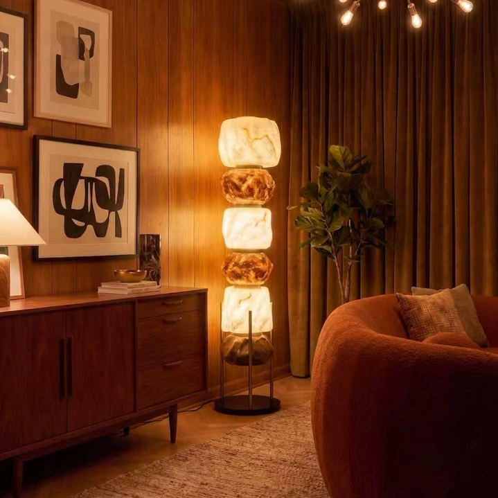 Cairn Stacked Resin Totem Floor Lamp Glowryte