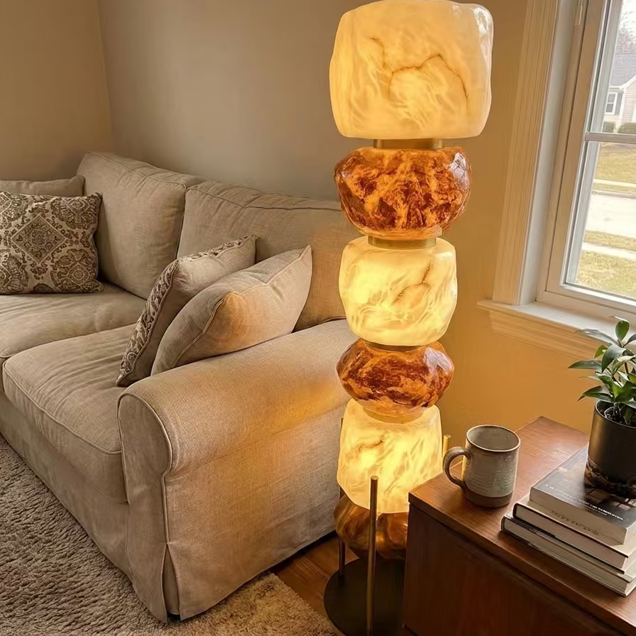 Cairn Stacked Resin Totem Floor Lamp Glowryte