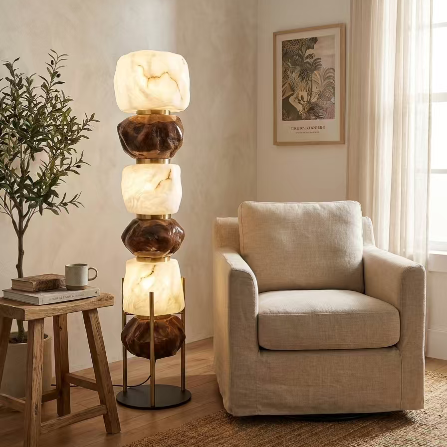 Cairn Stacked Resin Totem Floor Lamp Glowryte