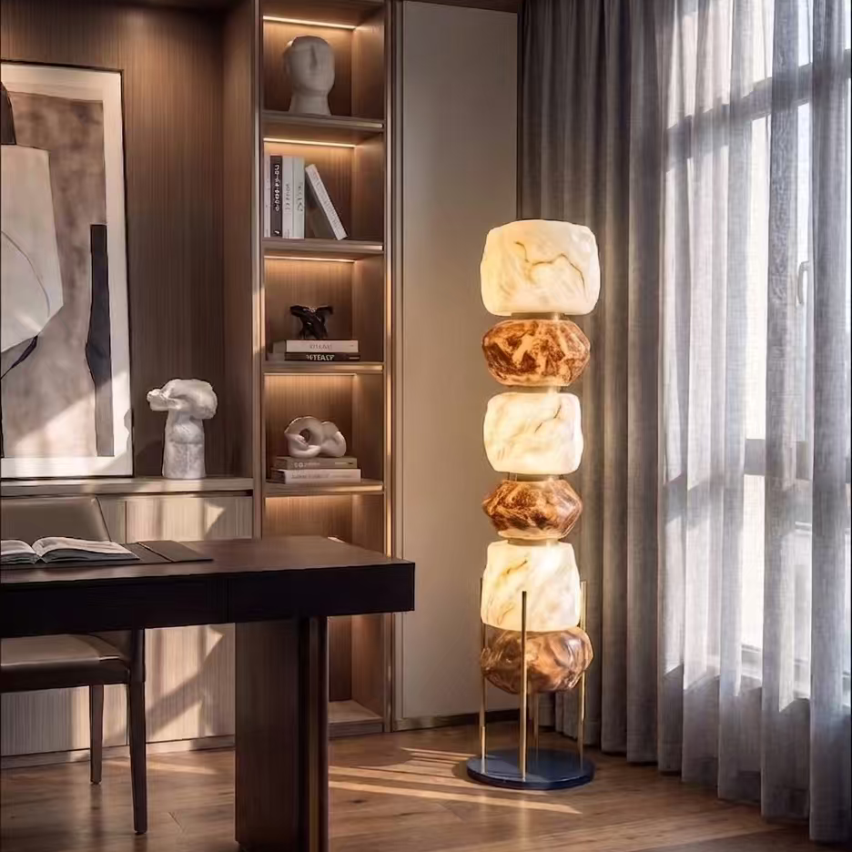 Cairn Stacked Resin Totem Floor Lamp Glowryte