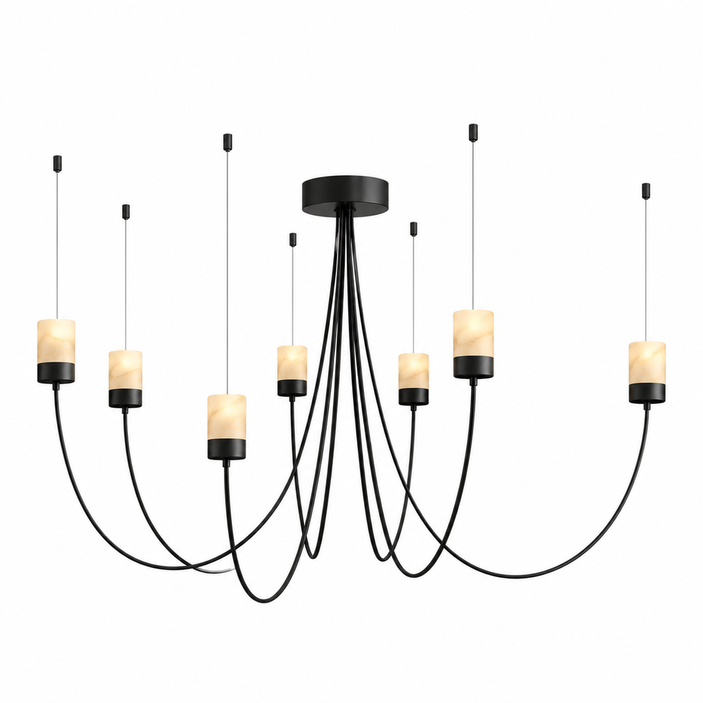 Catenary Sculptural Drape Chandelier 7-Light: Dia 50.0" × H 35.4" (127 × 90 cm) Glowryte