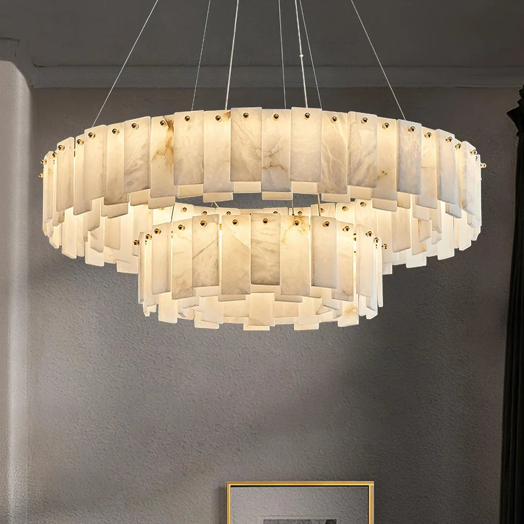 Oslo Alabaster Disc Chandelier Glowryte