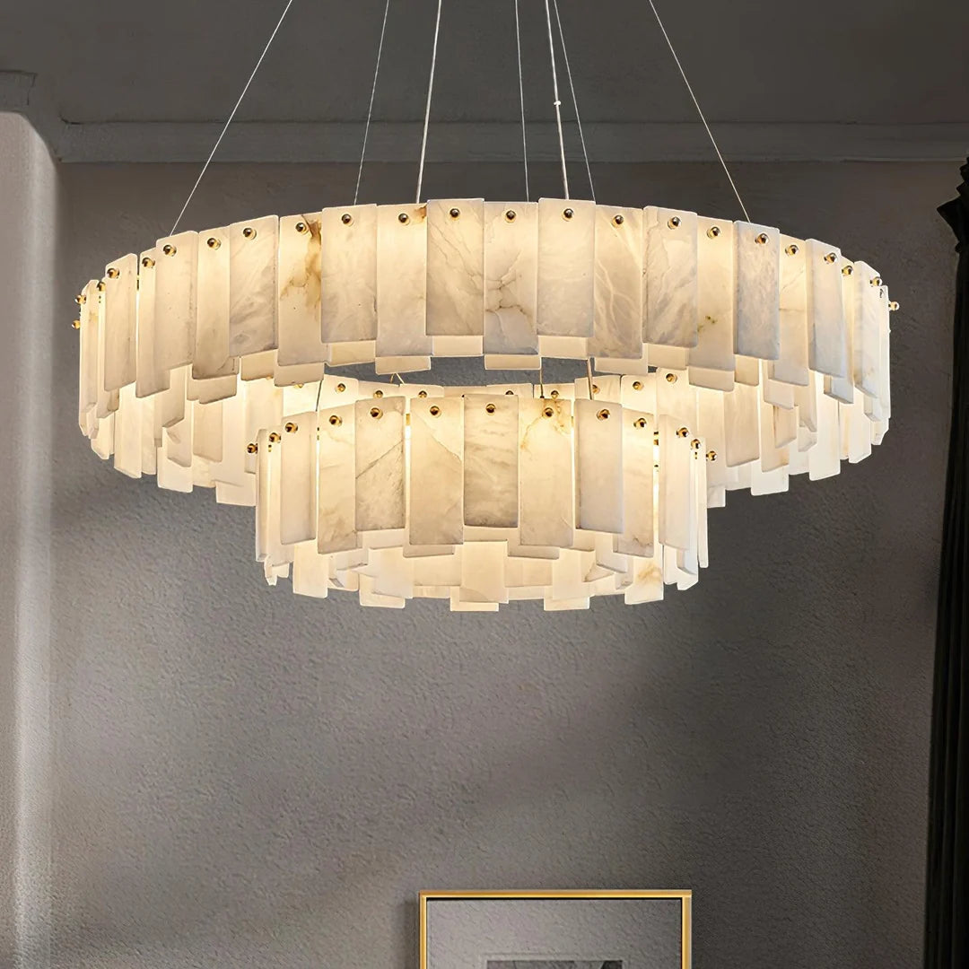 Oslo Alabaster Disc Chandelier Glowryte