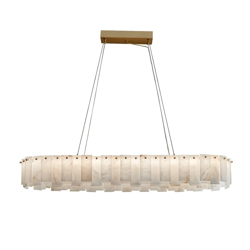 Oslo Alabaster Disc Chandelier Long L: L 39.4″ × W 13.8″ × H 5.5″ (L 100 × W 35 × H 14 cm) Glowryte