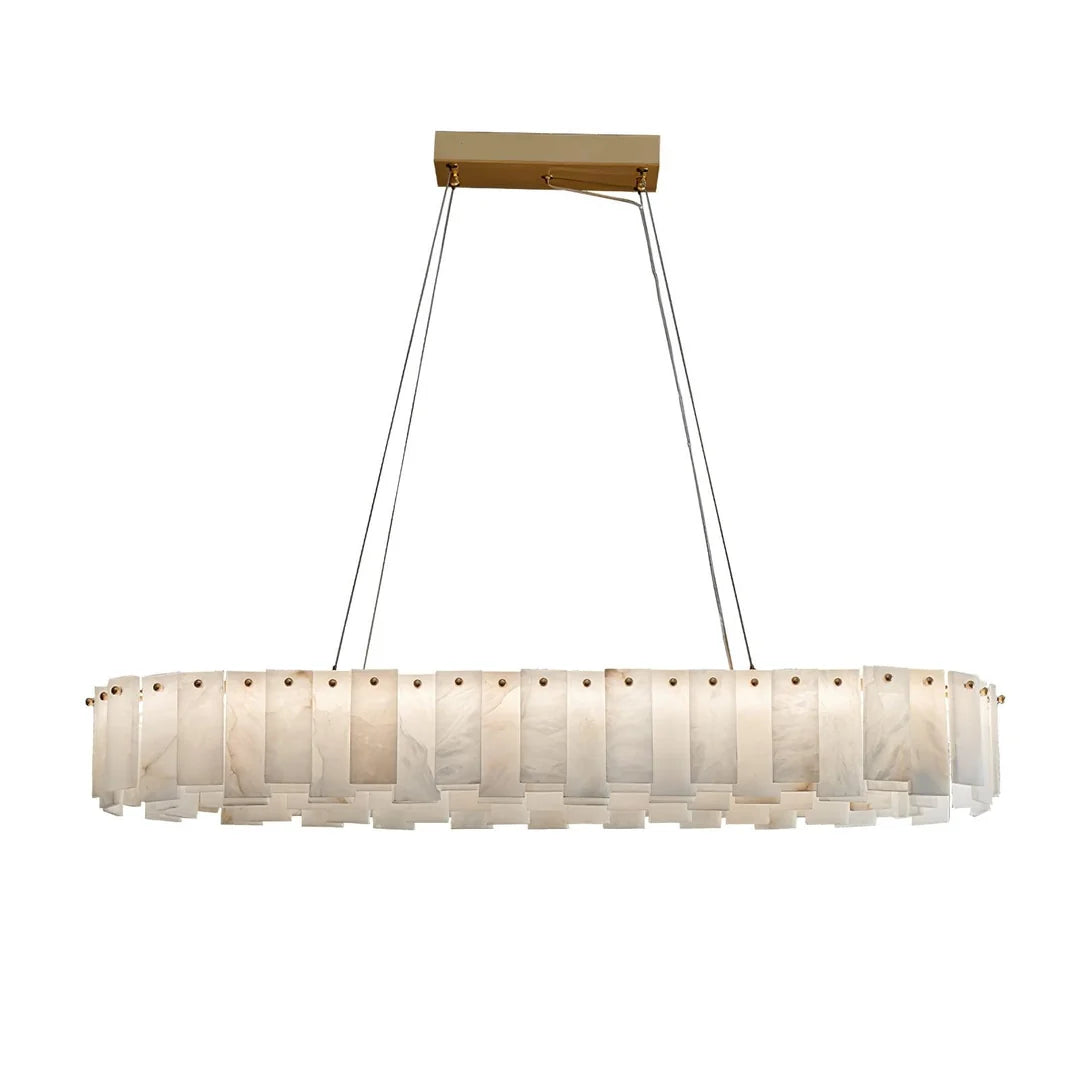 Oslo Alabaster Disc Chandelier Long L: L 39.4″ × W 13.8″ × H 5.5″ (L 100 × W 35 × H 14 cm) Glowryte
