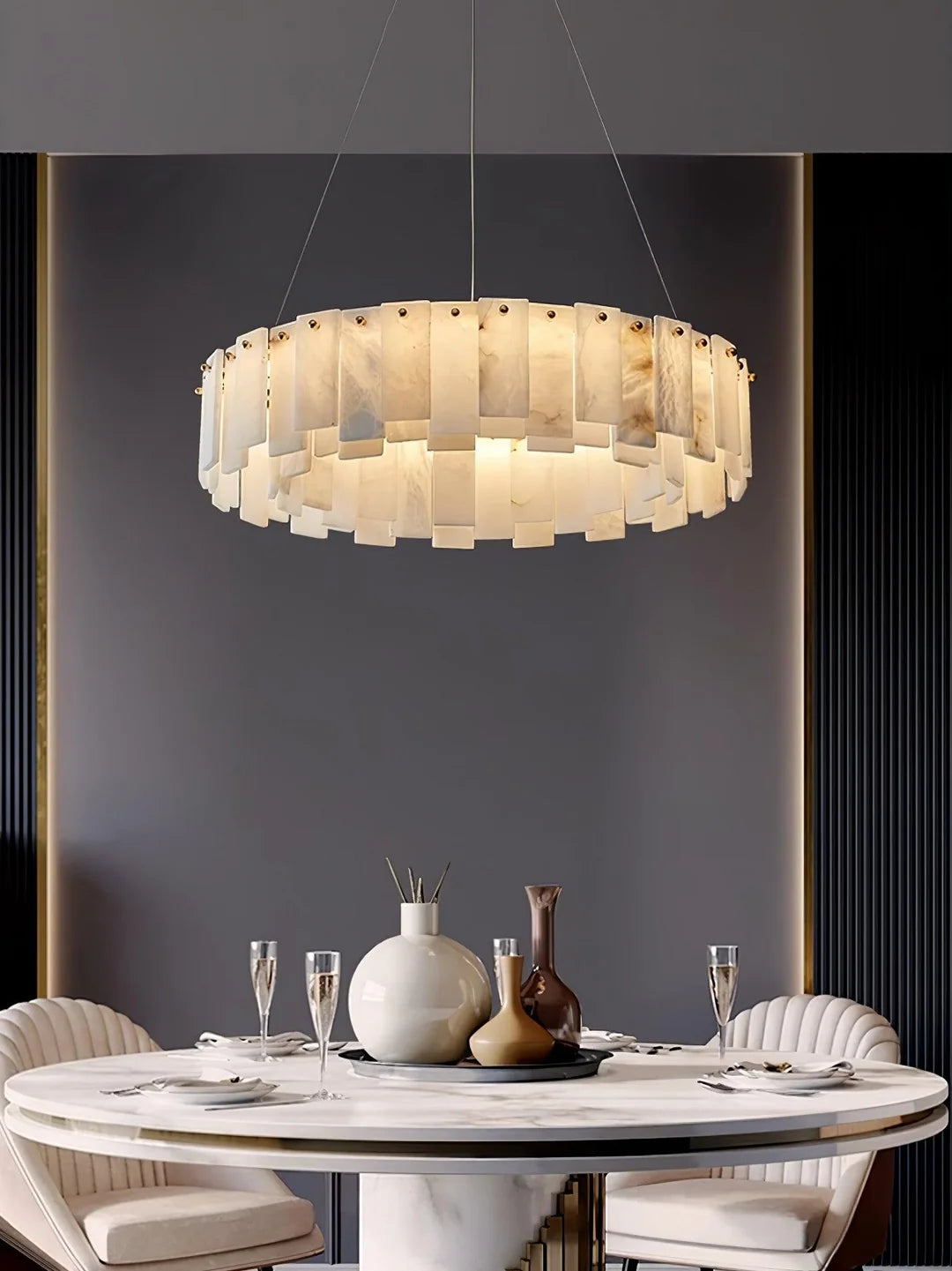 Oslo Alabaster Disc Chandelier Glowryte