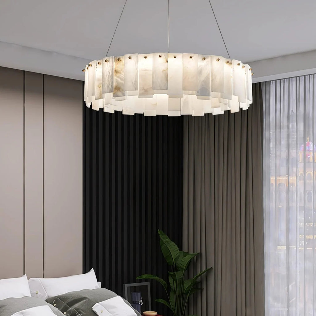 Oslo Alabaster Disc Chandelier Glowryte