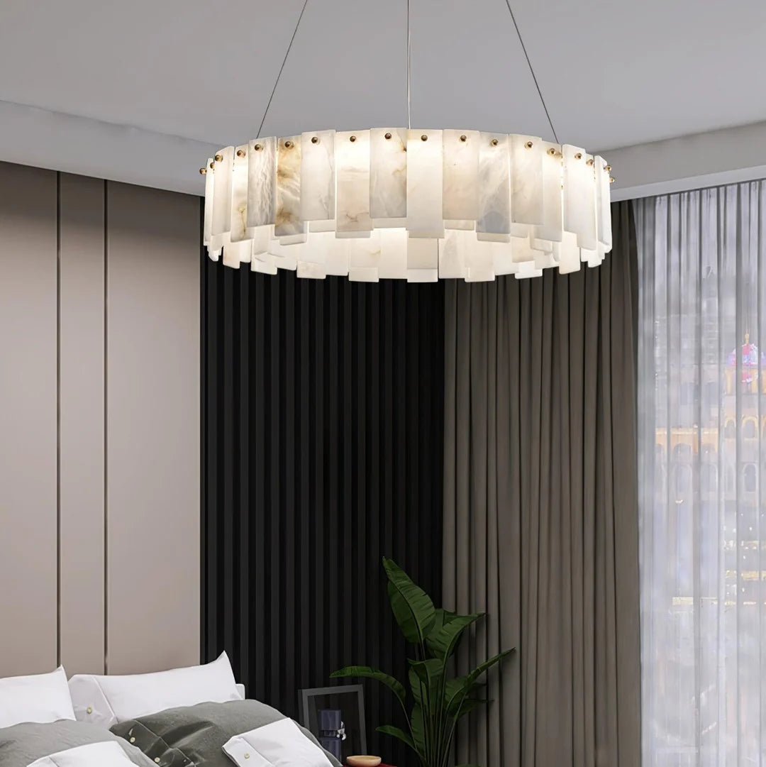 Oslo Alabaster Disc Chandelier Glowryte