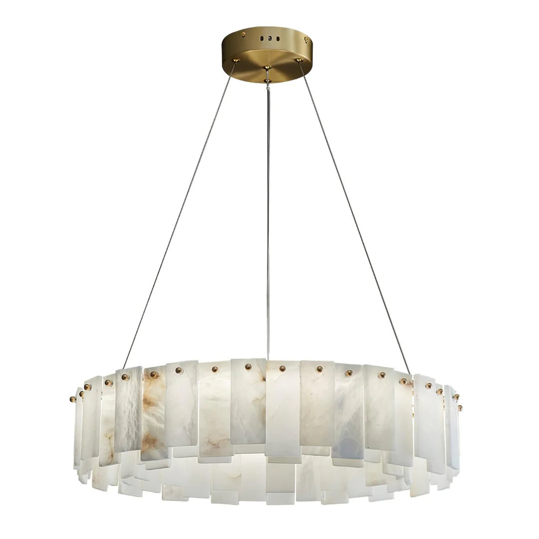 Oslo Alabaster Disc Chandelier 1-Layer: Dia 39.4″ × H 5.5″ (Dia 100 × H 14 cm) Glowryte