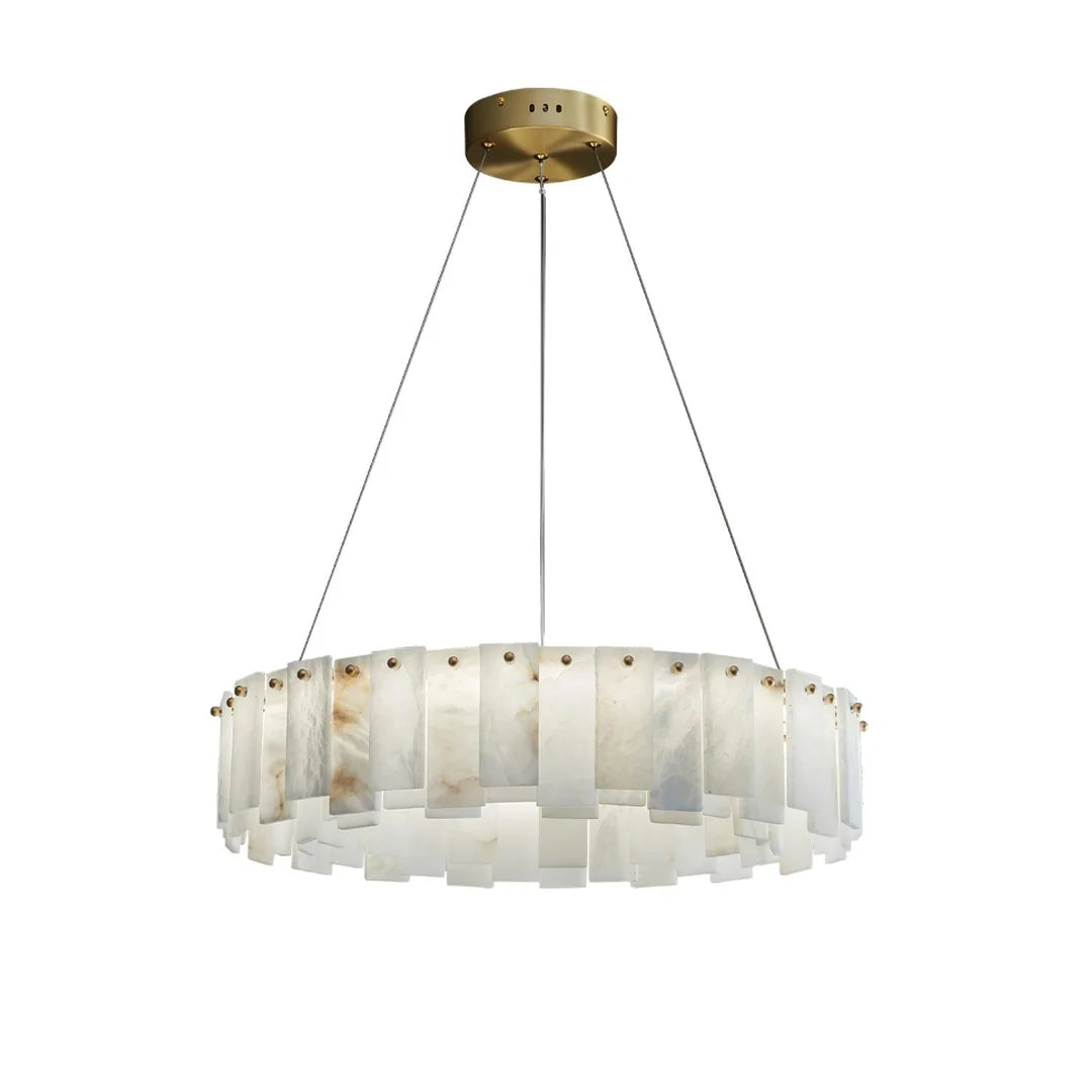 Oslo Alabaster Disc Chandelier 1-Layer: Dia 17.7″ × H 5.5″ (Dia 45 × H 14 cm) Glowryte