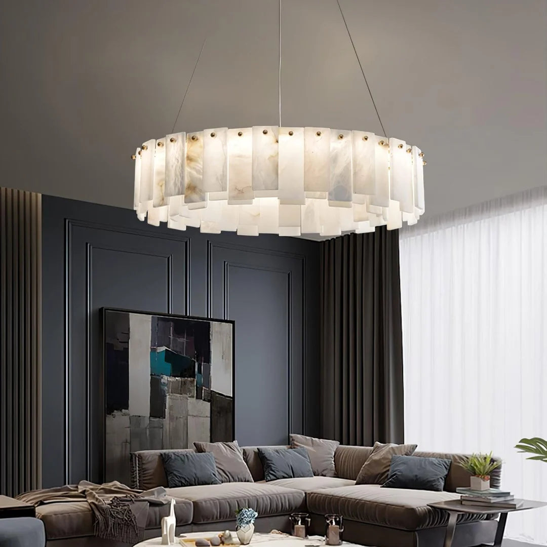 Oslo Alabaster Disc Chandelier Glowryte