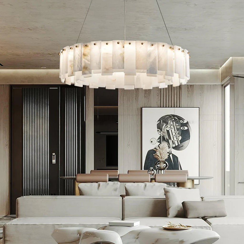 Oslo Alabaster Disc Chandelier Glowryte