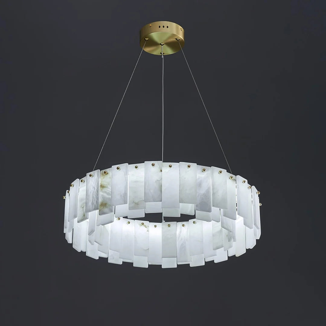 Oslo Alabaster Disc Chandelier Glowryte