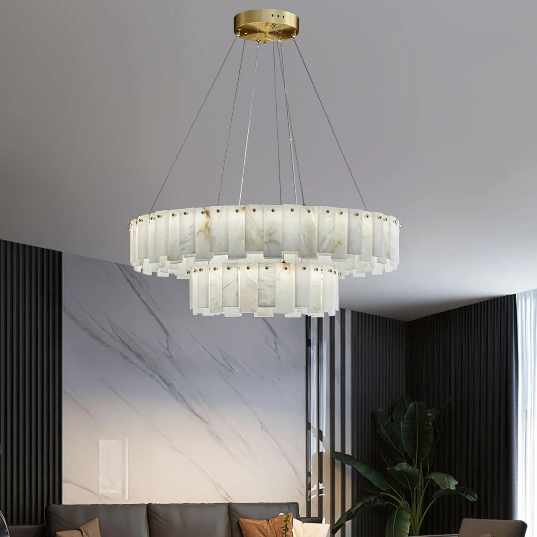 Oslo Alabaster Disc Chandelier Glowryte