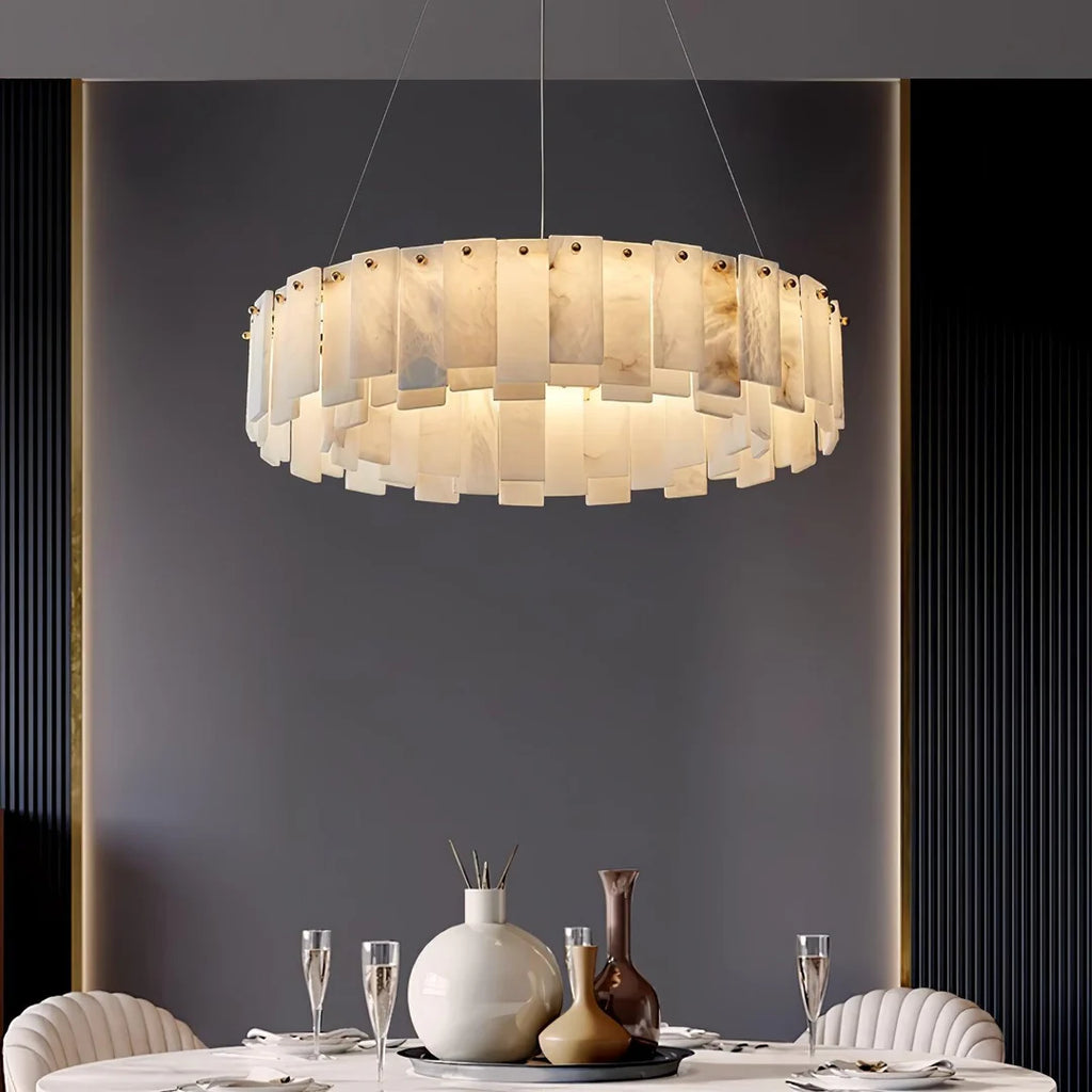 Oslo Alabaster Disc Chandelier Glowryte