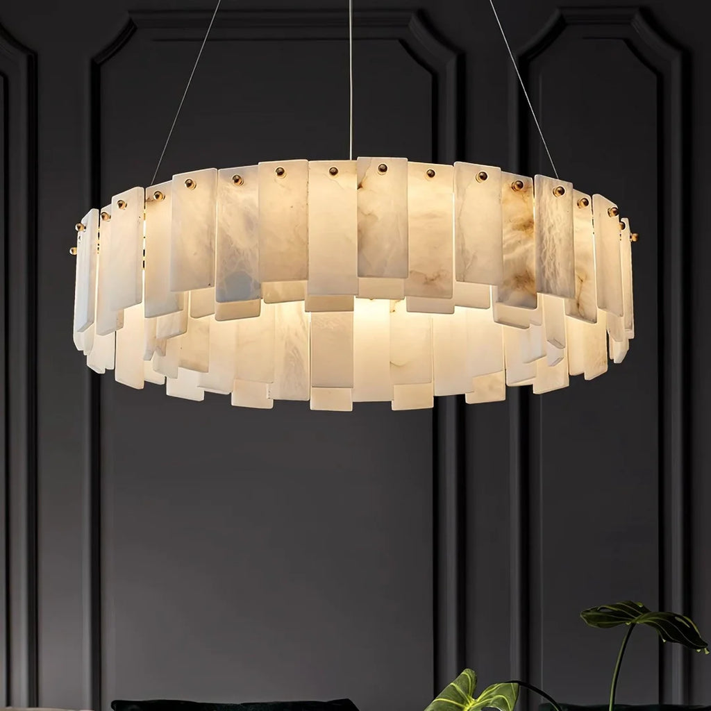 Oslo Alabaster Disc Chandelier Glowryte