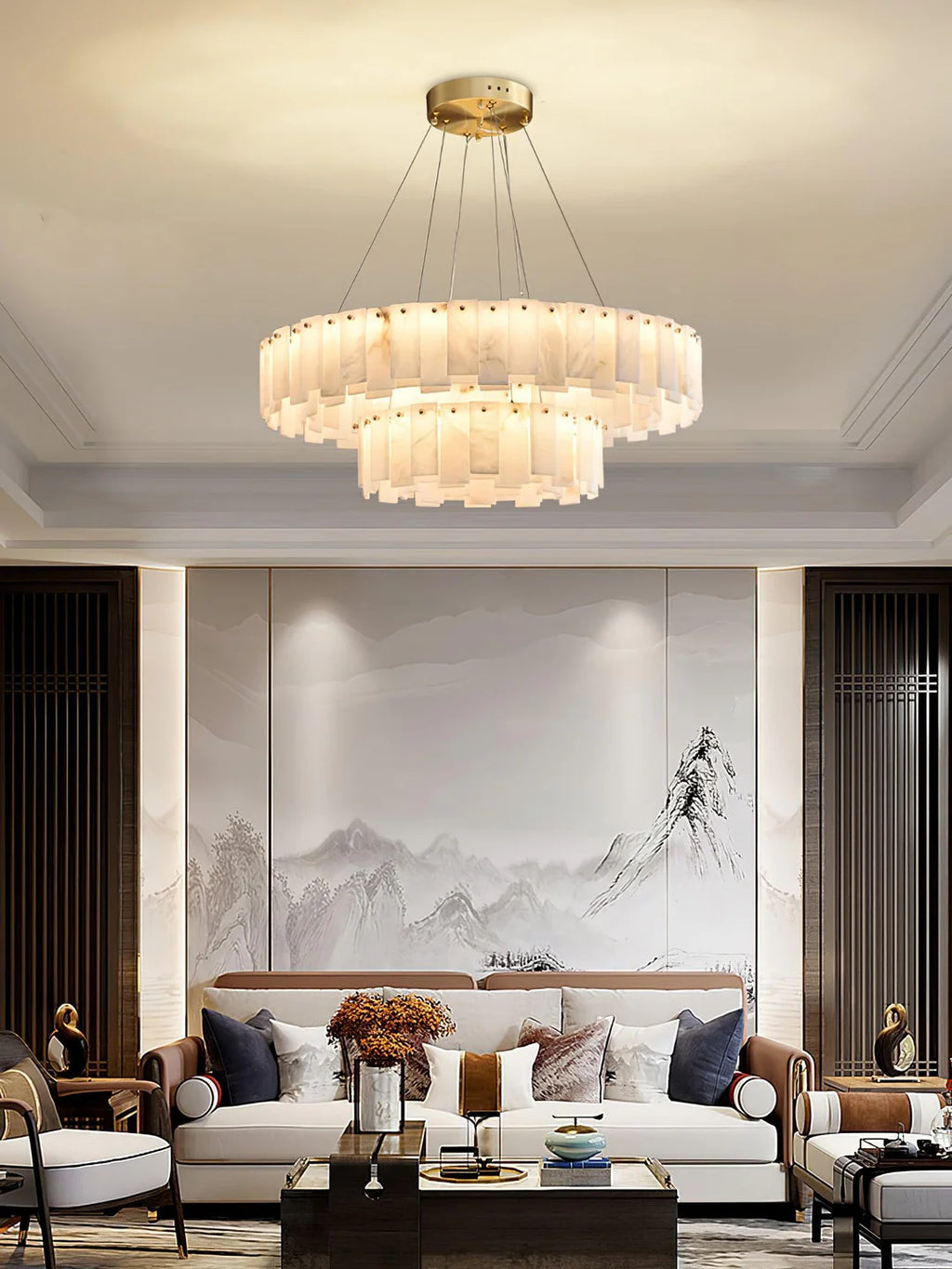 Oslo Alabaster Disc Chandelier Glowryte