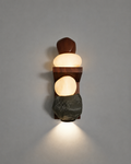 Zen Pebble Wall Sconce L 5.1“ × W 3.9“ × H 11.8” (L 13 × W 10 × H 30 cm) Walnut Wood Glowryte