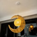 Luna Weave Pendant L 14.9” × W 14.9“ (L 38 × W 38cm) Natural Rattan Glowryte