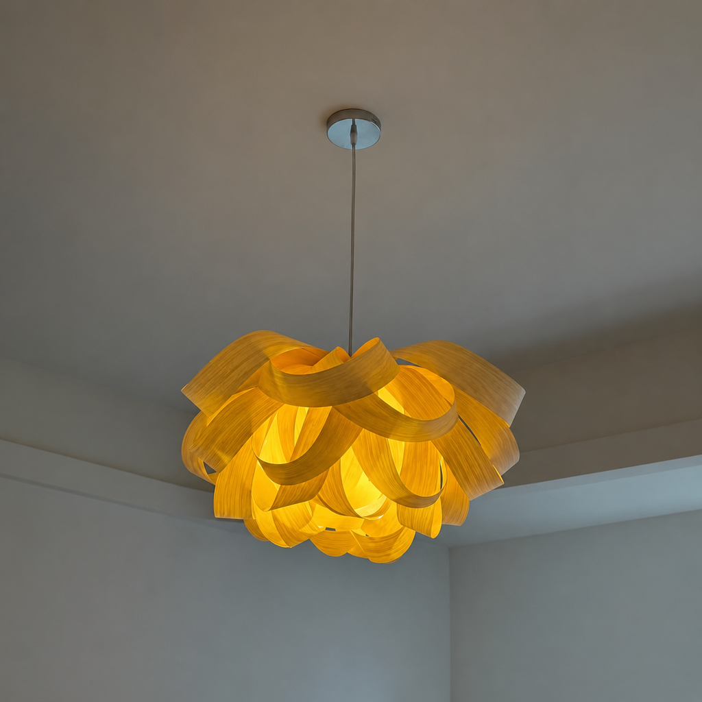 Bloom Wood Veneer Pendant Light Glowryte