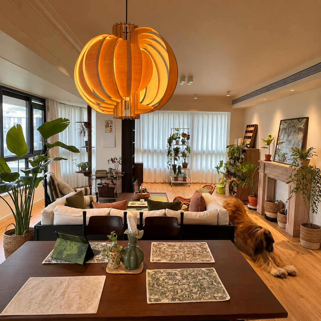 Orb Wood Pendant Light Glowryte