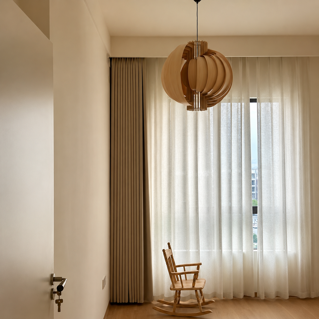 Orb Wood Pendant Light Dia 17.7“ (Dia 45cm) Cotton White Glowryte