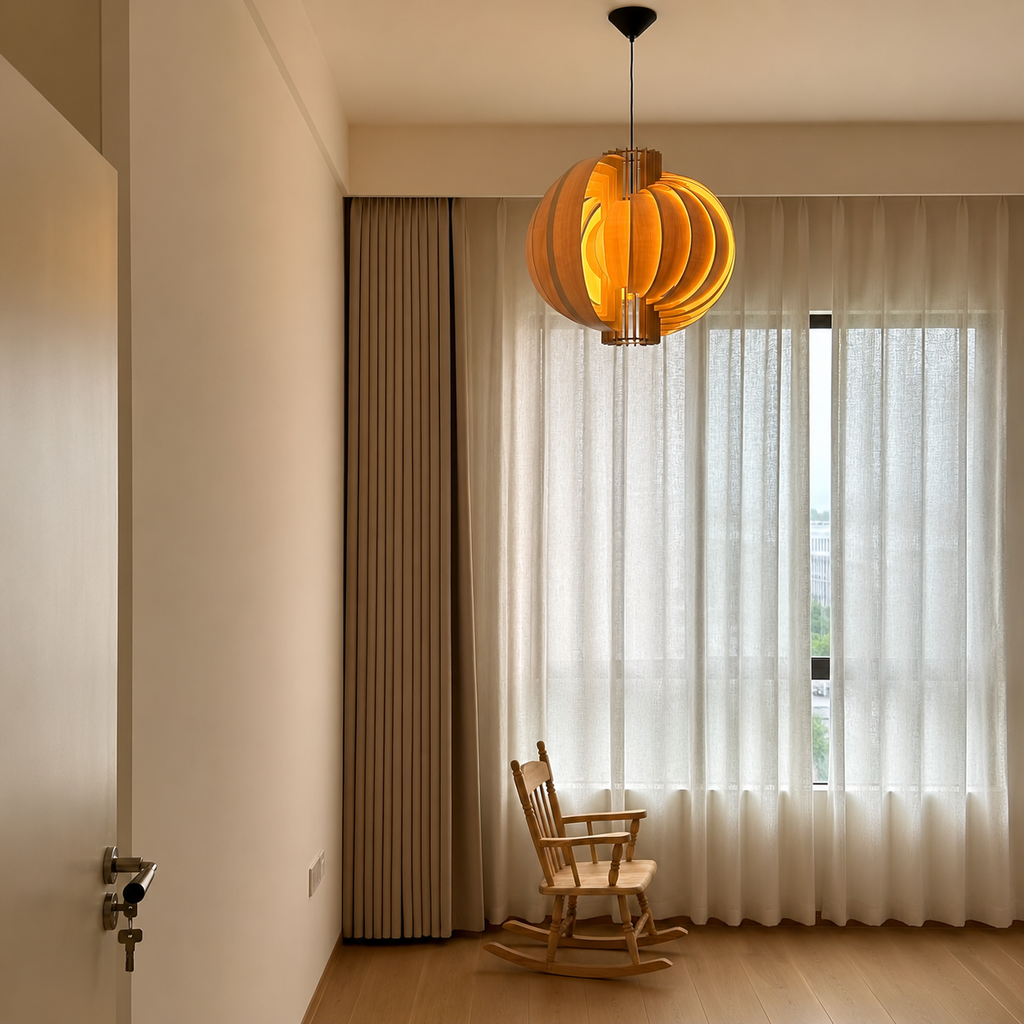 Orb Wood Pendant Light Glowryte