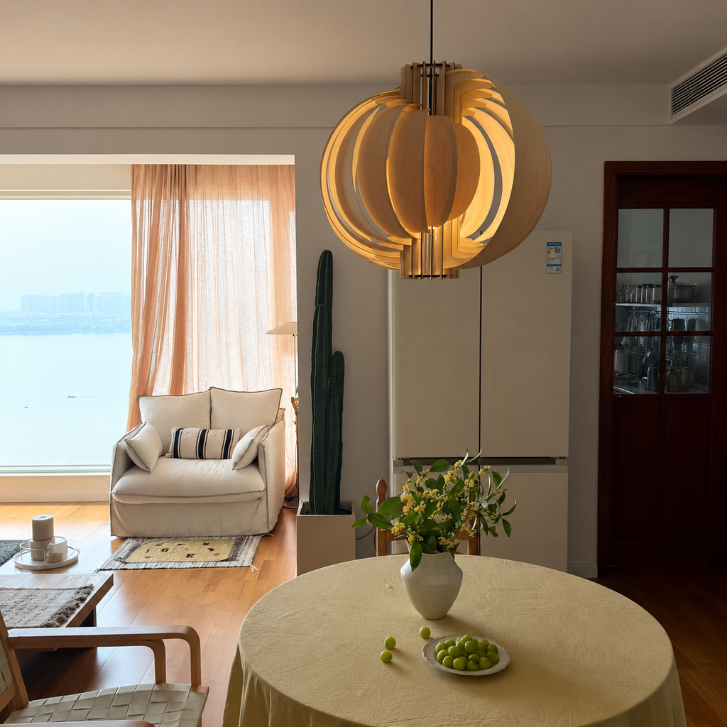 Orb Wood Pendant Light Dia 24.4“ (Dia 62cm) Cotton White Glowryte