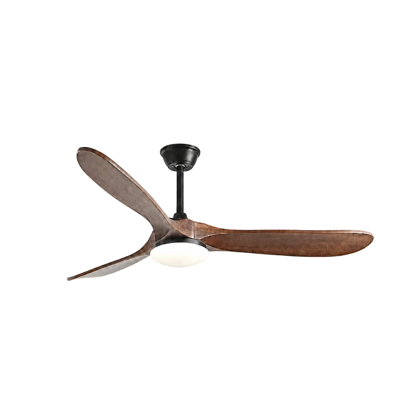 Volta Ceiling Fan Black + Dark Walnut Glowryte