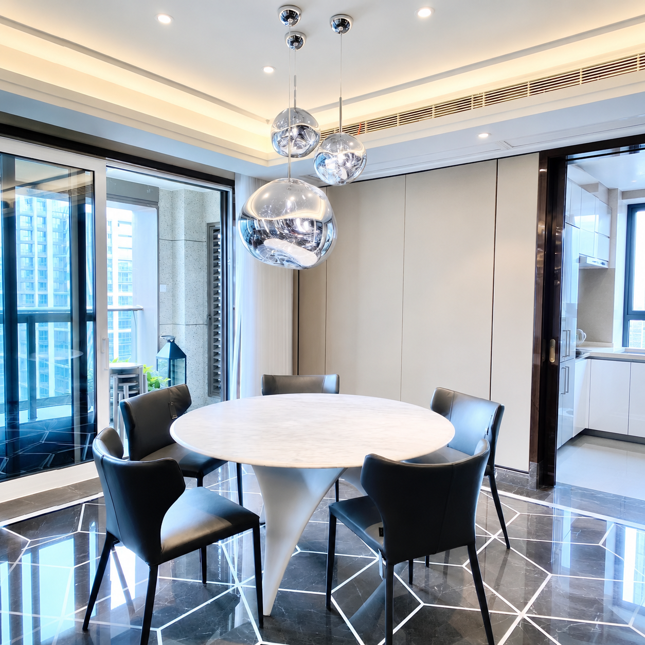 Lava Pendant Light Dia 11" (Dia 28 cm) Silver Glowryte