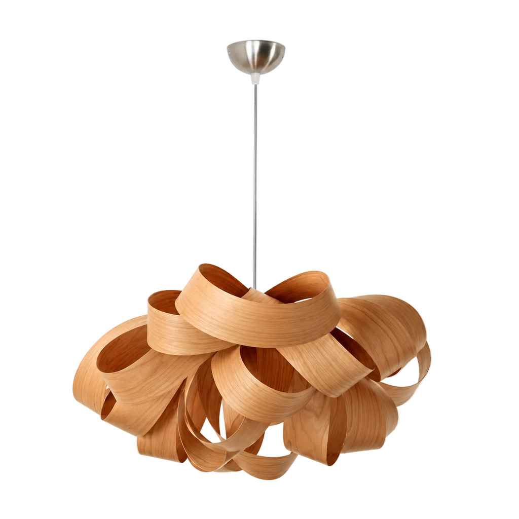 Bloom Wood Veneer Pendant Light Dia 16.5“ (Dia 42 cm) Natural Wood Glowryte