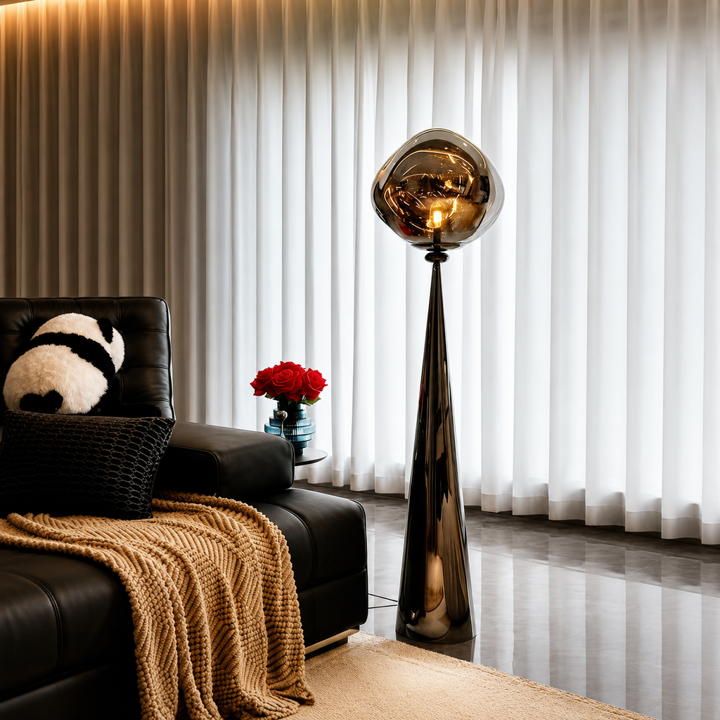 LAVA Melt Floor Lamp Black Large: Dia 14.9" × H 57“ (Dia 38 × H 145 cm) Glowryte