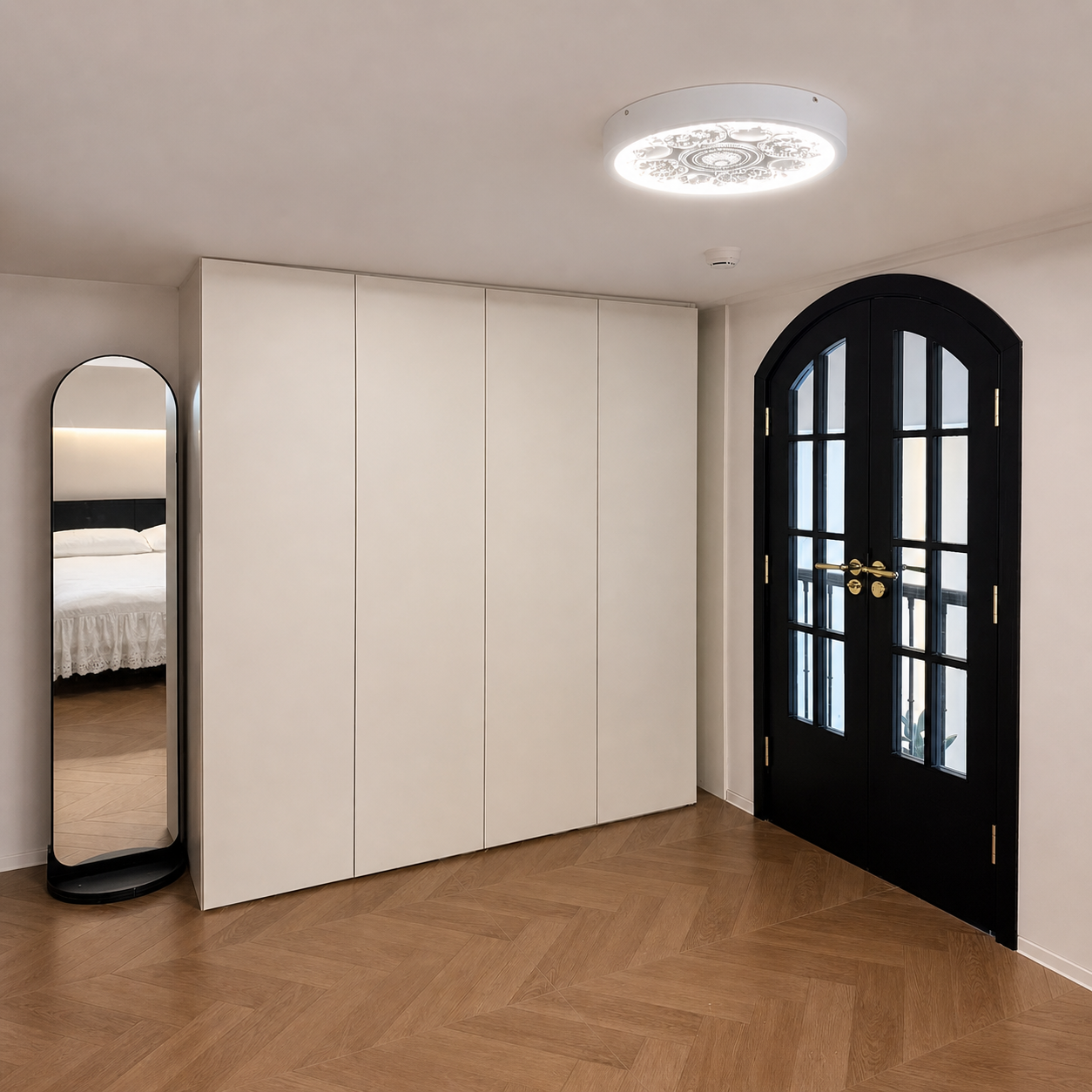Fleur Flush Mount Ceiling Light Medium- Dia 17" × H 1.5" (Dia 43 × H 4 cm) White Glowryte