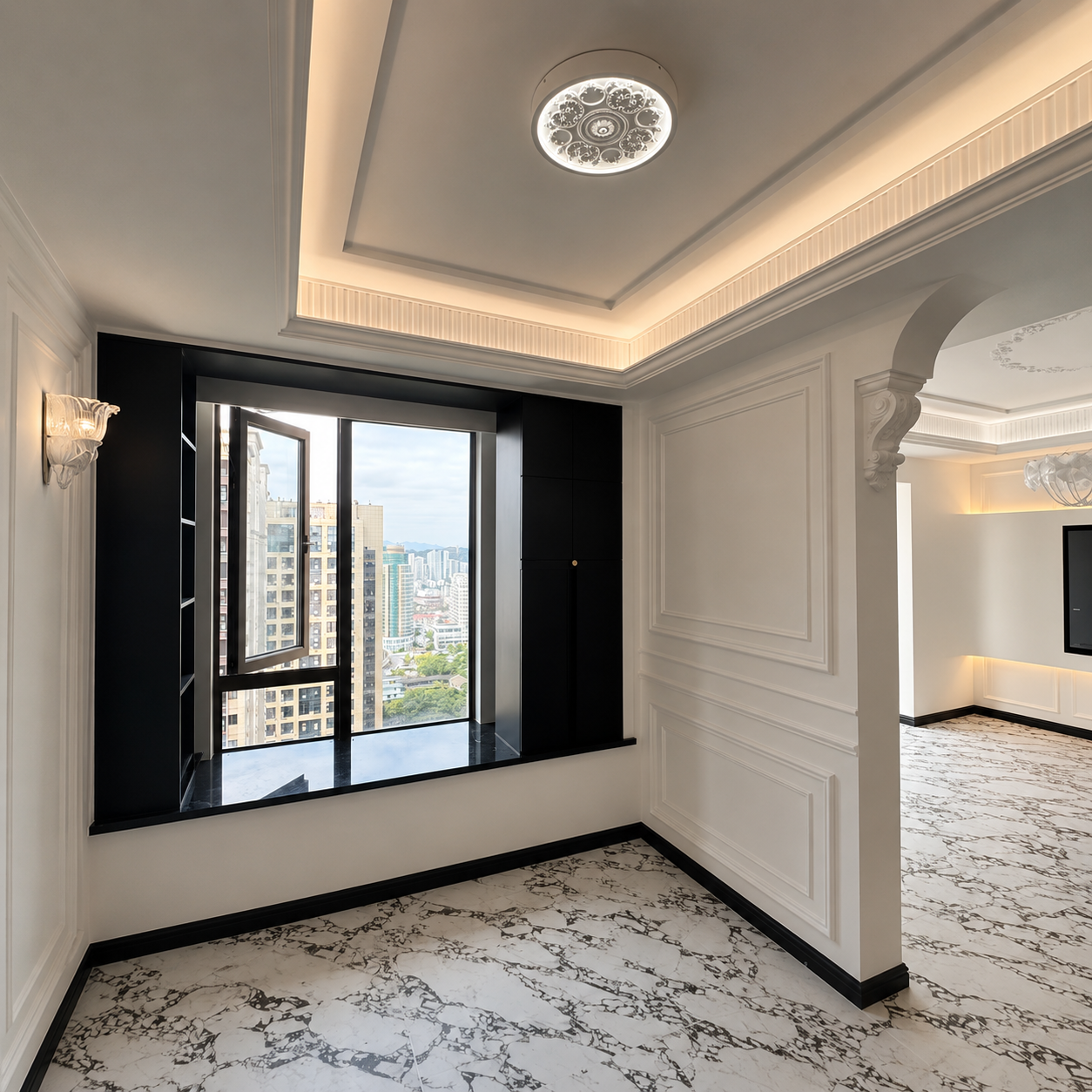 Fleur Flush Mount Ceiling Light Small- Dia 13" × H 1.5" (Dia 33 × H 4 cm) White Glowryte