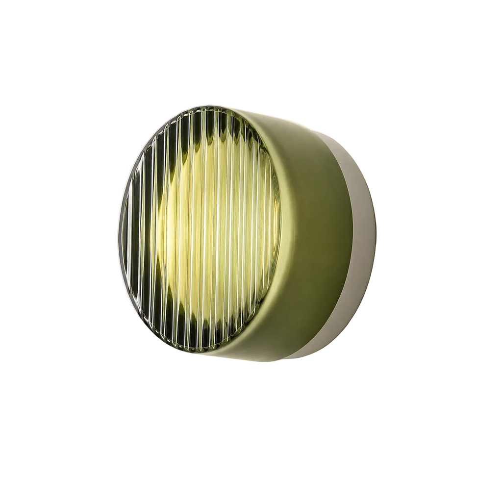 Rille Wall Sconce Dia 5.3" × H 3.2“ (Dia 13.5 × H 8.2 cm) Green Glowryte