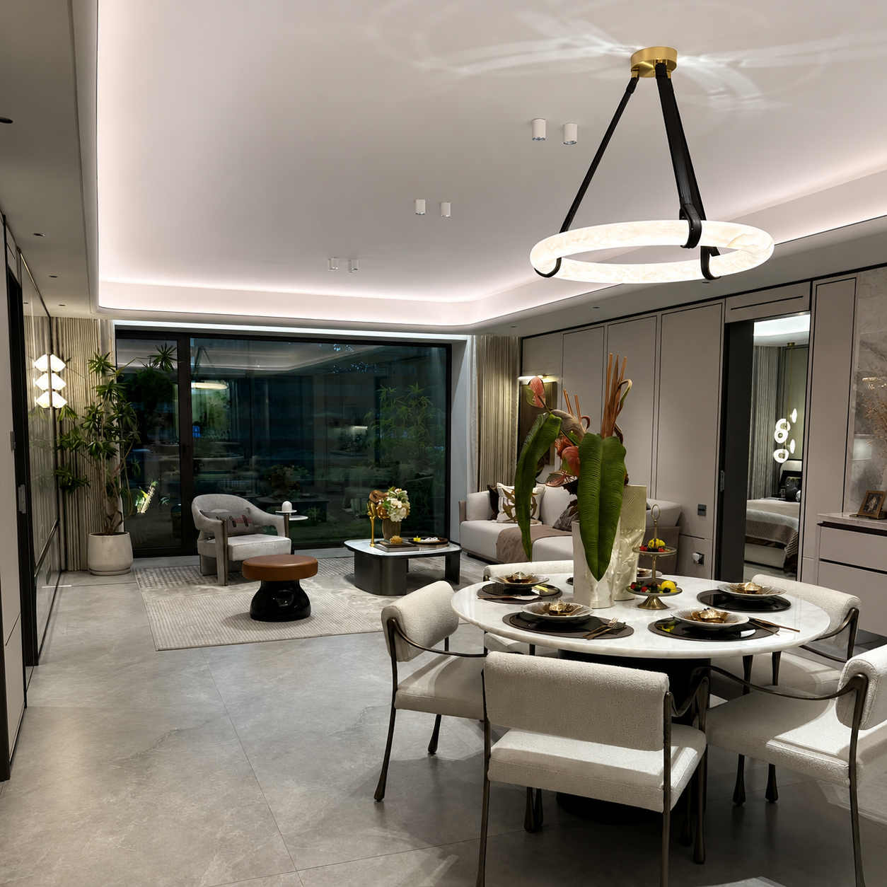 Oslo Alabaster Ring Chandelier Glowryte