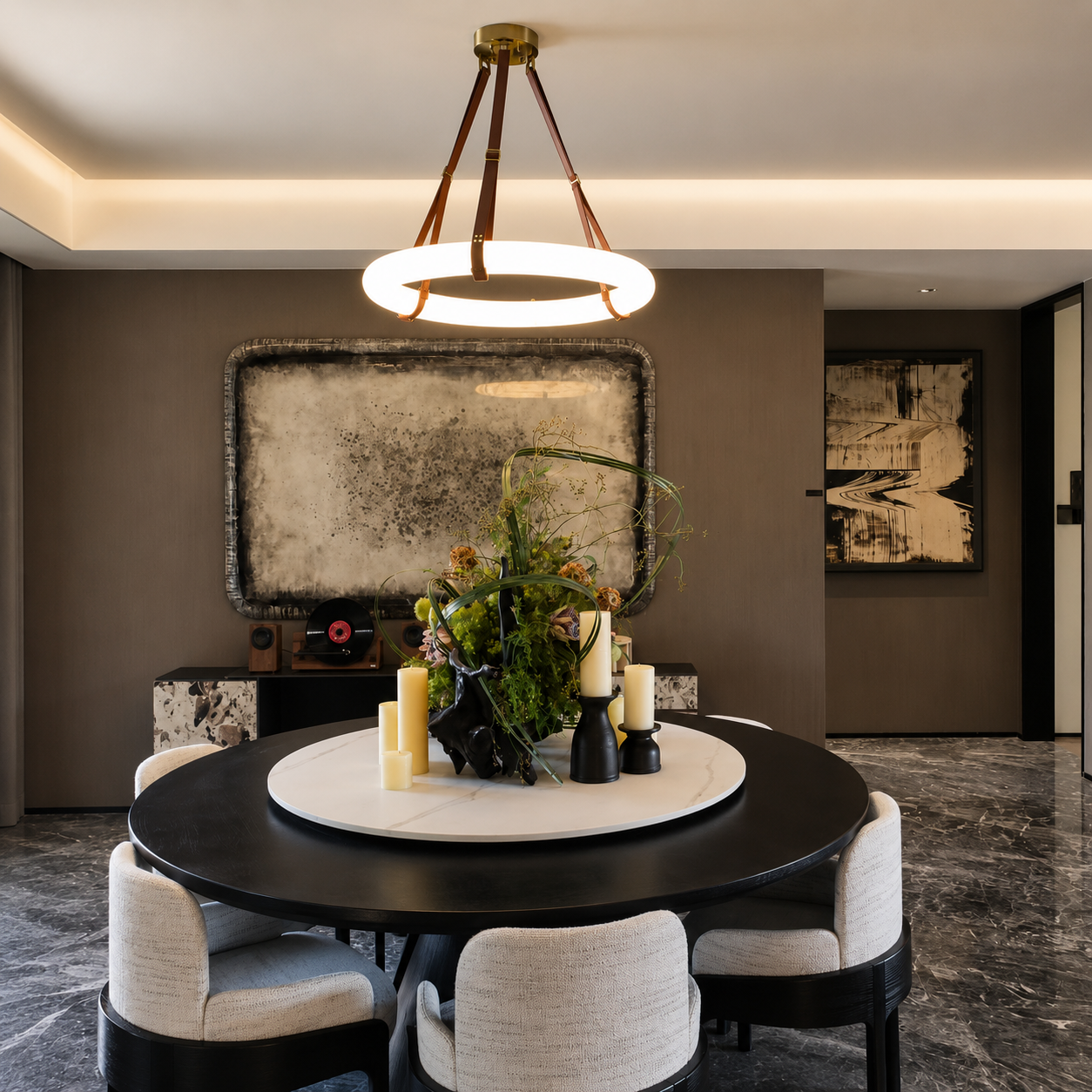 Oslo Alabaster Ring Chandelier Dia 39.4" (Dia 100 cm) Brown Glowryte