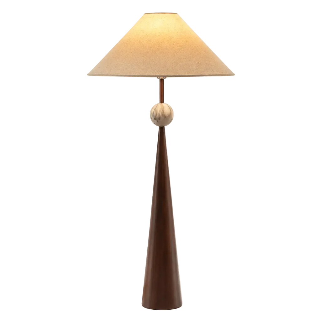 Spire Linen Floor Lamp Walnut Glowryte