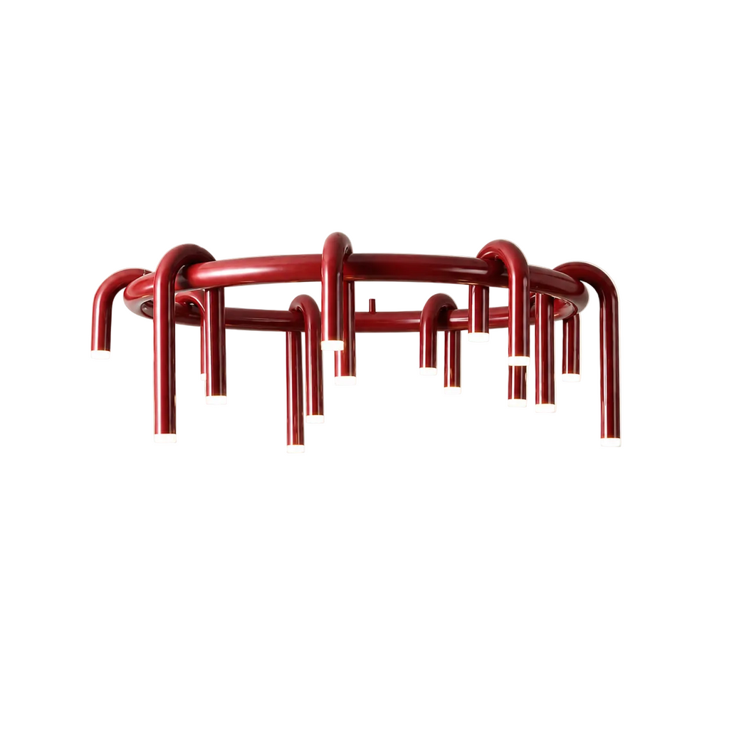 U-Loop Round Pendant Light Round Single Dia 31" (Dia80 cm) Wine Red Glowryte
