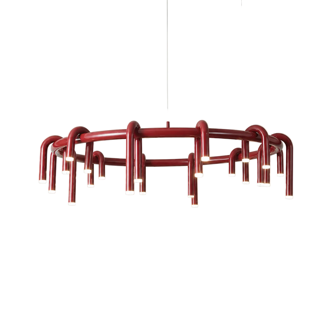 U-Loop Round Pendant Light Round Single Dia 43" (Dia 110 cm) Wine Red Glowryte