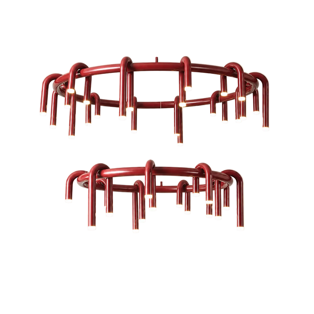 U-Loop Round Pendant Light Round Double Dia 31"× 43" (Dia 80 × 110 cm) Wine Red Glowryte