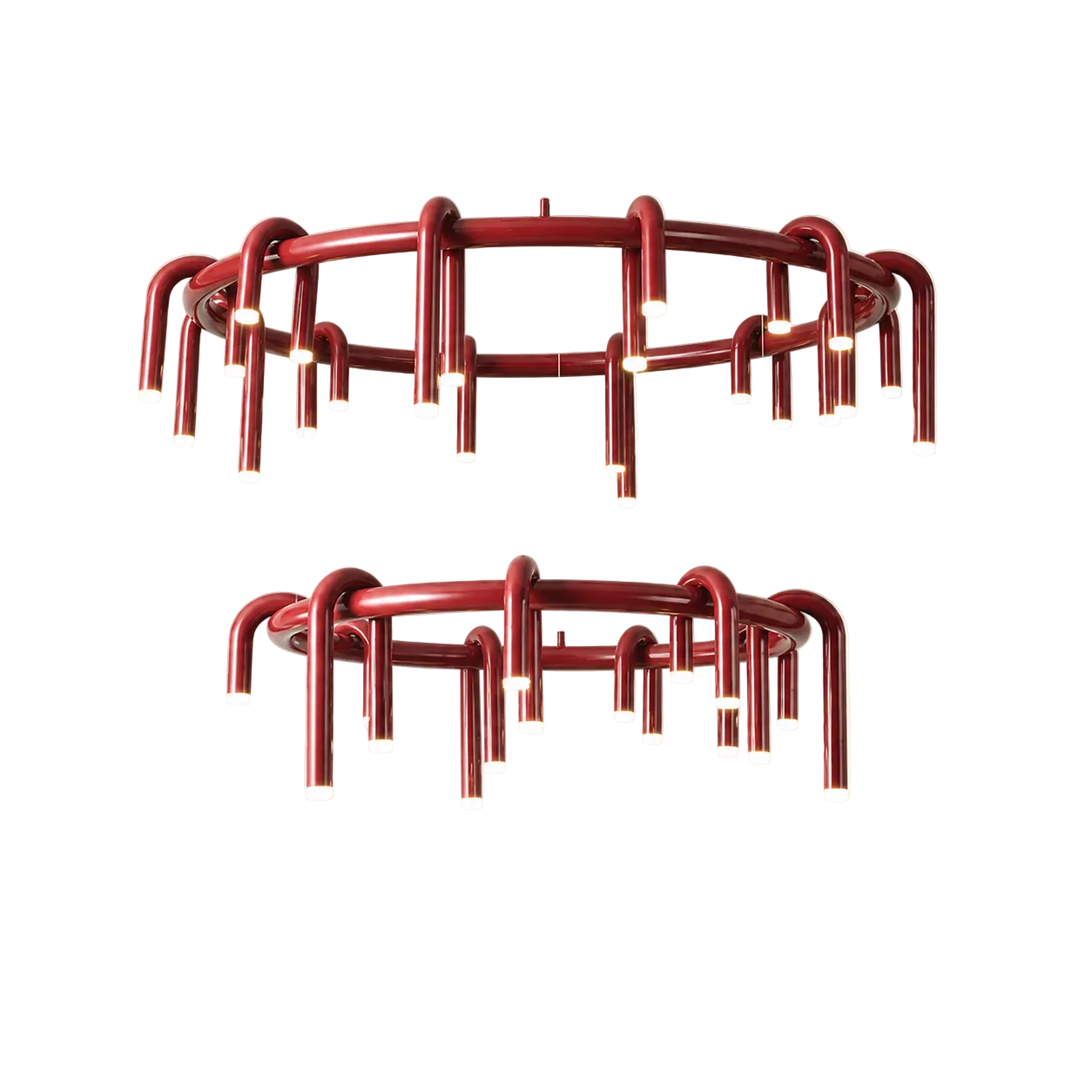 U-Loop Round Pendant Light Round Double Dia 31"× 43" (Dia 80 × 110 cm) Wine Red Glowryte