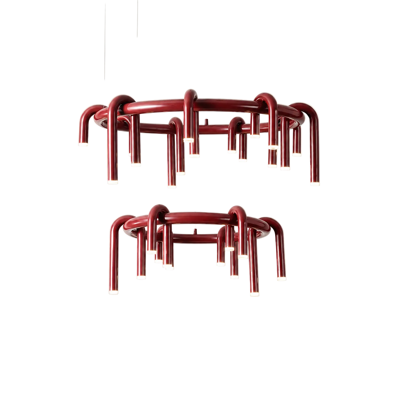 U-Loop Round Pendant Light Round Double Dia 24"×31" (Dia 60 × 80 cm) Wine Red Glowryte