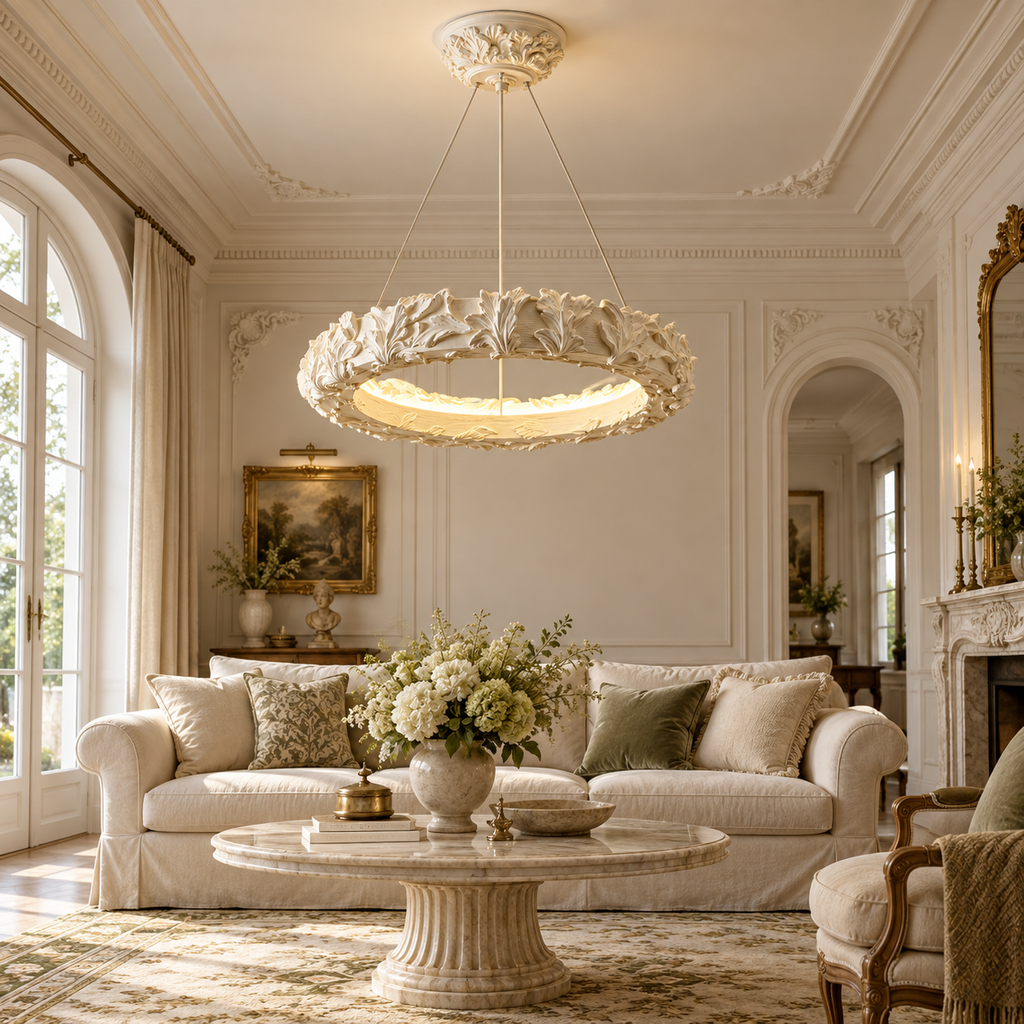 Feuille Grand Sculptural Leaf Ring Chandelier Glowryte