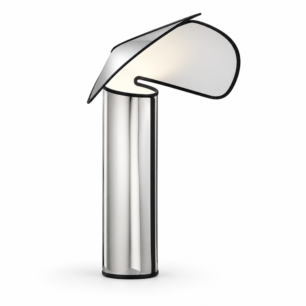 Chiara Folded Stainless Steel Lamp Chrome Table Lamp: W 11.0" × H 19.7" (28 × 50 cm) Glowryte