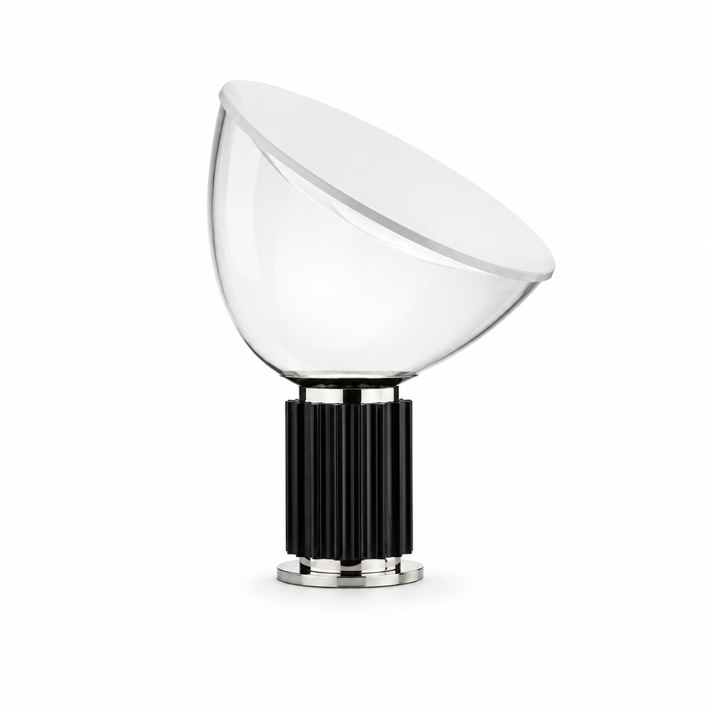Dome Glass Saucer Table Lamp Black Glowryte