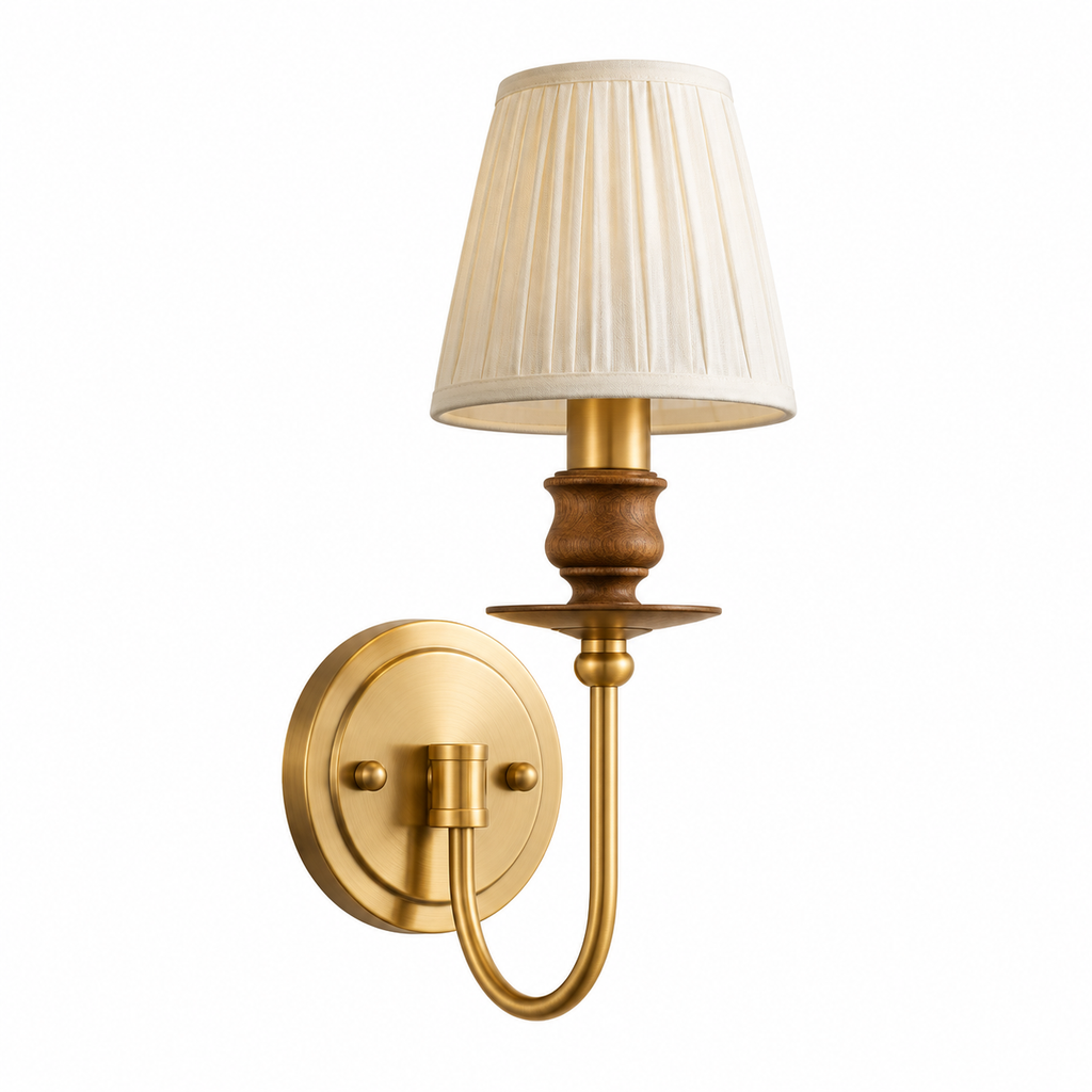 Eloise Pleated Brass Wall Sconce 1-Light: W 5.9" × H 16.9" (W 15 × H 43 cm) Glowryte