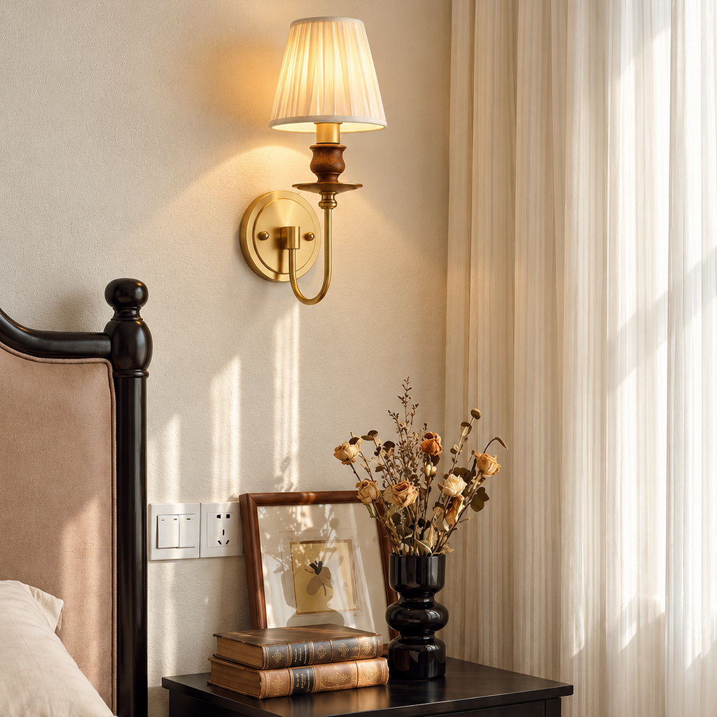 Eloise Pleated Brass Wall Sconce Glowryte