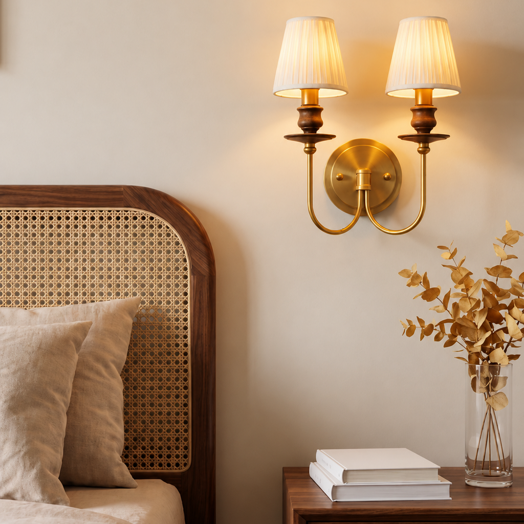 Eloise Pleated Brass Wall Sconce Glowryte